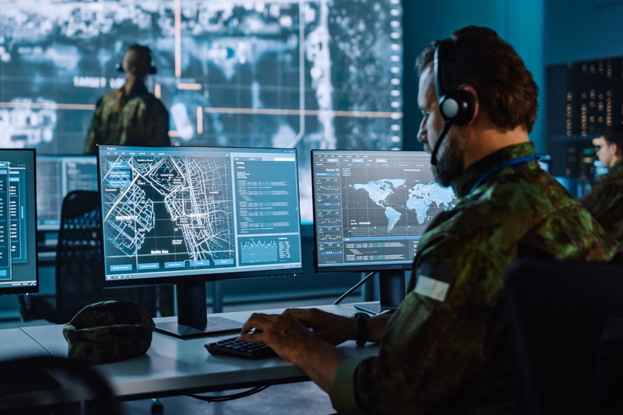 Military at computers