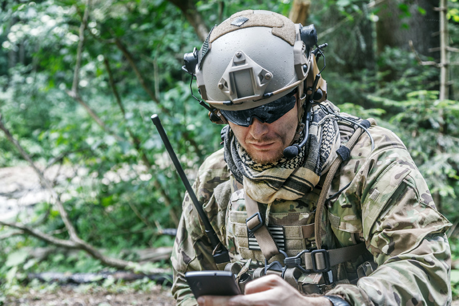 soldier with a Tablet GPS tracker